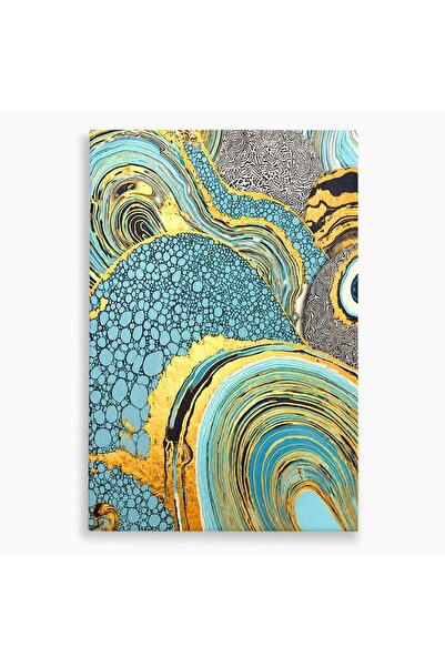 Luxcanva Tablou Canvas Flux Abstract Auriu 70x100 cm pe Sasiu Lemn Abstract T...