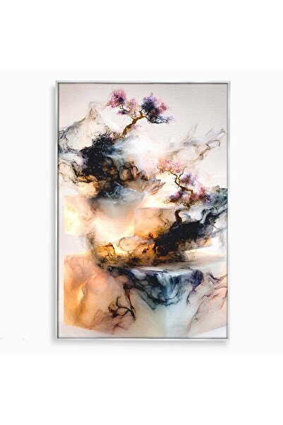 Luxcanva Tablou Canvas Arborele Mistic 80x120 cm cu Rama Argintiu Arbore Mist...