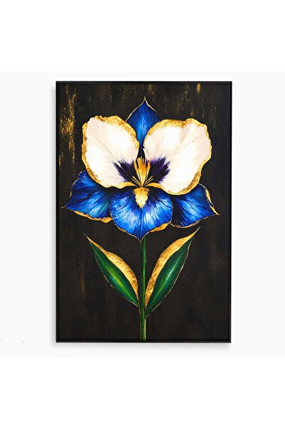 Luxcanva Tablou Canvas Iris Prețios 80x120 cm cu Rama Negru Floare Natura Ele...