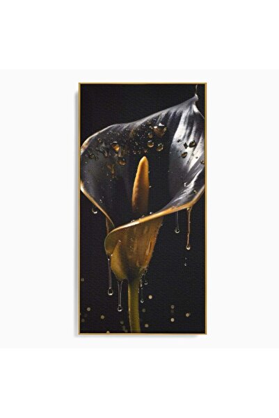 Luxcanva Tablou Canvas Floare Eleganta 60x120 cm cu Rama Auriu Floare Elegant...