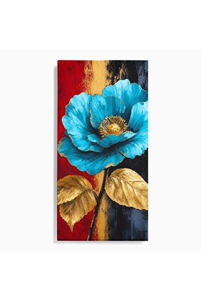 Luxcanva Tablou Canvas Eleganță de Safir 60x120 cm pe Sasiu Lemn Floare Frunz...