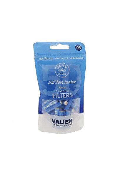 VAUEN Dr. Perl Junior Blue 6mm. 50 Adet Aktif Karbon Pipo Filtresi