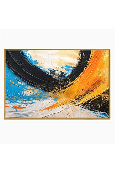 Luxcanva Tablou Canvas Vortex Abstract 70x50 cm cu Rama Auriu Abstract Modern...