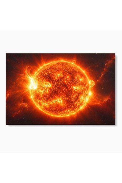 Luxcanva Tablou Canvas Soarele Incandescent 70x50 cm pe Sasiu Lemn Soare Spat...