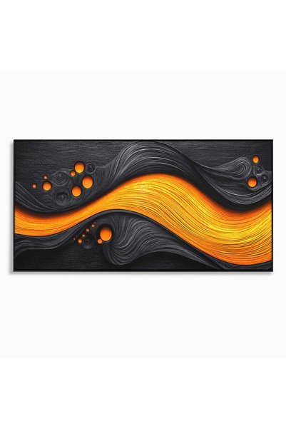 Luxcanva Tablou Canvas Flux Abstract Portocaliu 140x70 cm cu Rama Negru Abstr...