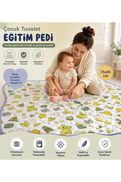CDE Desenli, Yıkanabilir Ve Sıvı Geçirmez Çocuk Tuvalet Eğitim Pedi (75X85 cm)