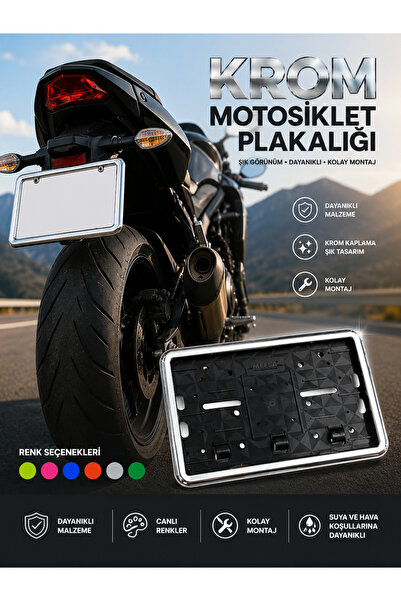 ttr motors Çerçeveli Renkli Motosiklet Plakalık Krom