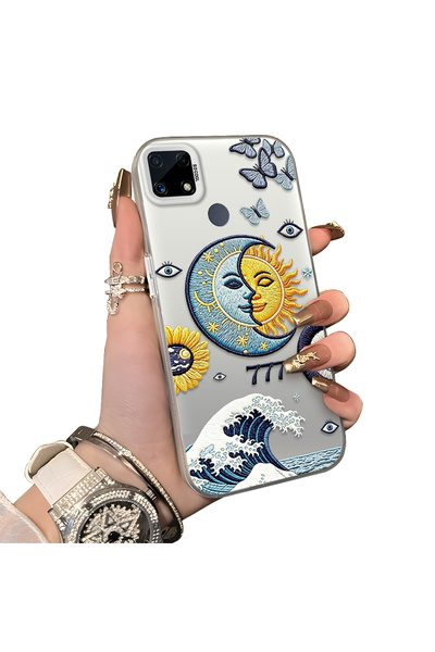 ucuc Realme C15/C25/C25S Compatible Sun-Moon Eye and Wave Butterfly Pattern A...