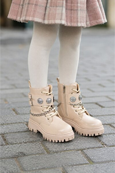 minibonito Orthopedic Lace-Up Zippered Girls' Boots Shoes Black Girls' Boots