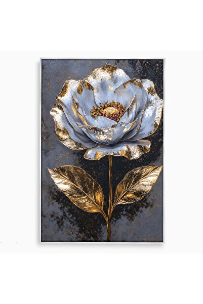 Luxcanva Tablou Canvas Noblețe în Floare 40x60 cm cu Rama Argintiu Floare Nat...