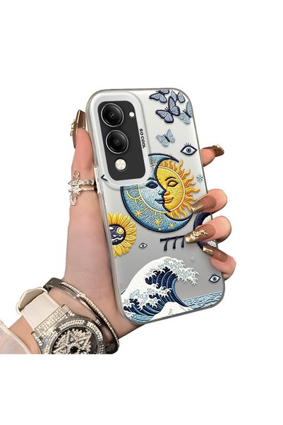 ucuc Vivo Y29S Compatible Sun-Moon Eye and Wave Butterfly Pattern Acrylic Bac...