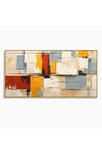 Luxcanva Tablou Canvas Abstract Geometric 140x70 cm cu Rama Auriu Abstract Ge...