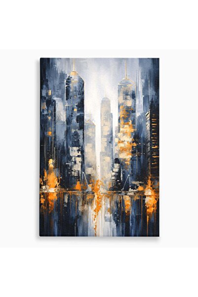 Luxcanva Tablou Canvas Orasul Nocturn 40x60 cm pe Sasiu Lemn Oras Noapte Peis...