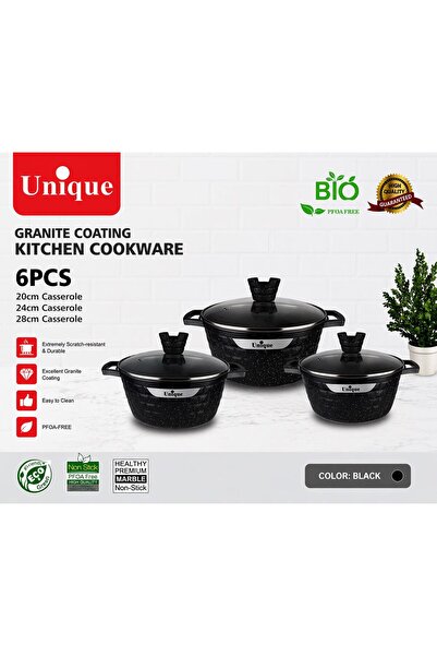 SAHABA 6 Die Piece Cast Granite Cookware Set | Non-Stick Scratch Resistant | ...
