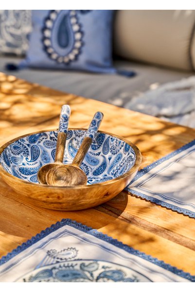 Bella Maison Paisley Mango Salad Serving Set Blue (28X8 cm)