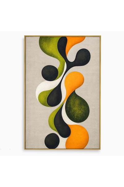 Luxcanva Tablou Canvas Forme Abstracte Organice 50x70 cm cu Rama Auriu Abstra...