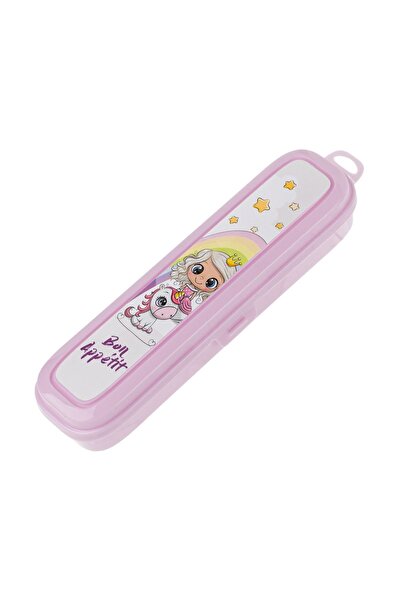 OEM Lunch box copii pentru pachețel, roz, model unicorn, tacâmuri, 23.5x4.5x6...