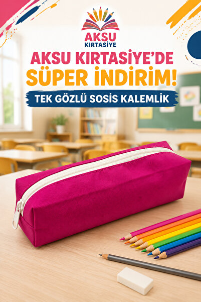 Genel Markalar Tek Gözlü Sosis Kalemlik – Geniş İç Hacimli Fermuarlı Okul Kal...