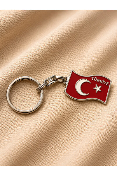 Generic Brand Metal Keychain with Turkish Written Wavy Flag Figure