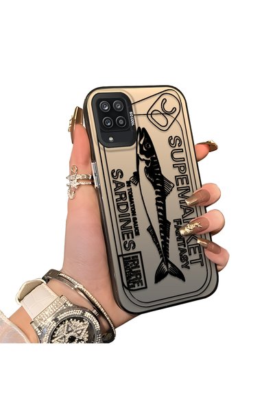 ucuc Samsung Galaxy A12/M12 Compatible Canned Sardine Fish Sketch Patterned N...