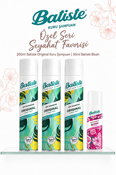 Batiste Original & Blush Kuru Şampuan 4'lü Set - 3x200 ml + 50 ml Seyahat Boy