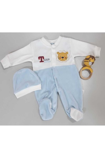 Sönmez Baby TİGER SPORT KADİFE KIŞLIK TULUM VE ŞAPKASI İKİLİ ERKEK BEBE TAKIM