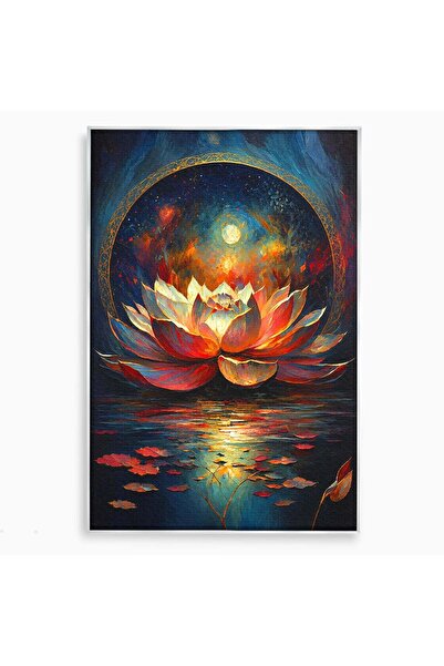 Luxcanva Tablou Canvas Floare De Lotus Mistica 40x60 cm cu Rama Argintiu Floa...