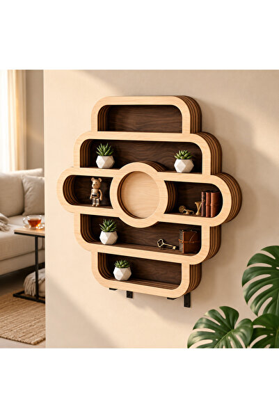 ROKH 🌿 Modern Ahşap Duvar Rafı | Dekoratif MDF Kitaplık | Salon & Ev Dekoras...