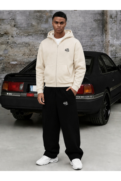 COMANCHERO Set unisex de hanorac cu fermoar și pantaloni largi, cu imprimeu King