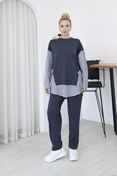 MODAELA Striped Shirt Detailed Suit