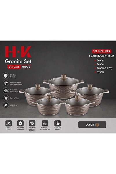 SAHABA 10 Die Piece Cast Granite Cookware Set | Non-Stick Scratch Resistant |...
