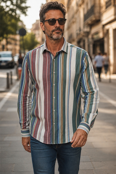 Beyome Ανδρικό πουκάμισο Slim Fit από 100% βαμβάκι, χωρίς τσέπες, με κουμπιά ...