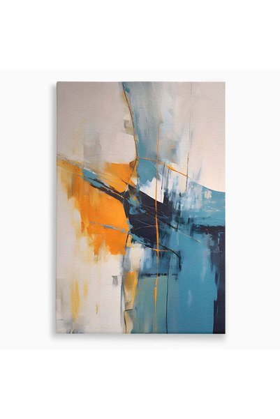 Luxcanva Tablou Canvas Abstract Albastru Portocaliu 50x70 cm pe Sasiu Lemn Ab...