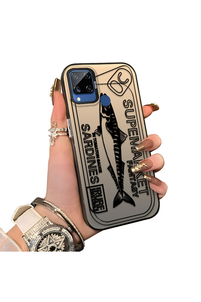 ucuc Realme C15/C25/C25S Compatible Canned Sardine Fish Sketch Pattern Non-Tr...