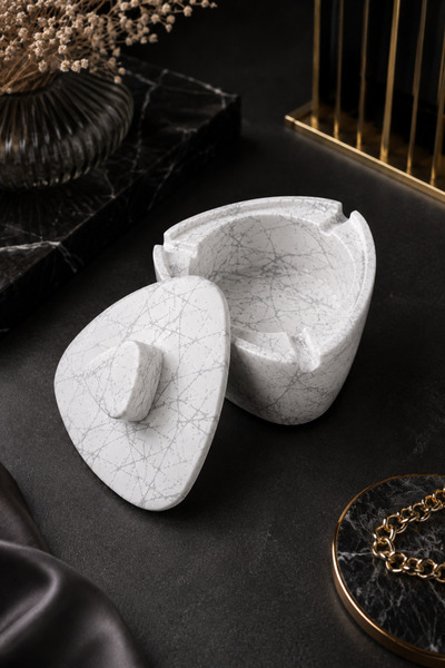 betonmall Scrumieră din beton cu capac, scrumieră decorativă lucrată manual