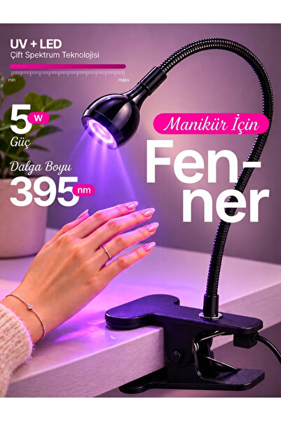 Vezir Aksesuar Mandallı UV LED Oje Kurutucu 360° Esnek Akrobat Lamba USB Jel ...