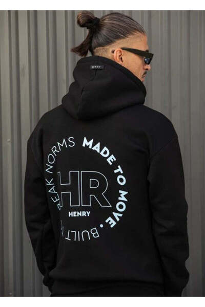 HENRY CLOTHING Ανδρικό φούτερ με κουκούλα Henry Clothing-3-761-μαύρο-εντυπωσι...