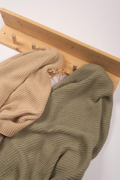 VAUVA 100% Cotton Knitwear Baby Blanket - Thessaloniki Knitted Soft Baby Stroller and Crib Cover