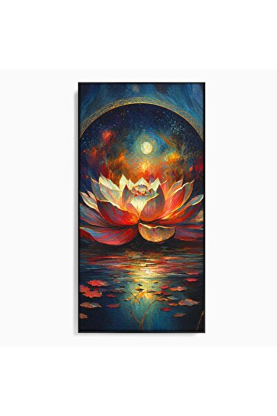 Luxcanva Tablou Canvas Floare De Lotus Mistica 60x120 cm cu Rama Negru Floare...