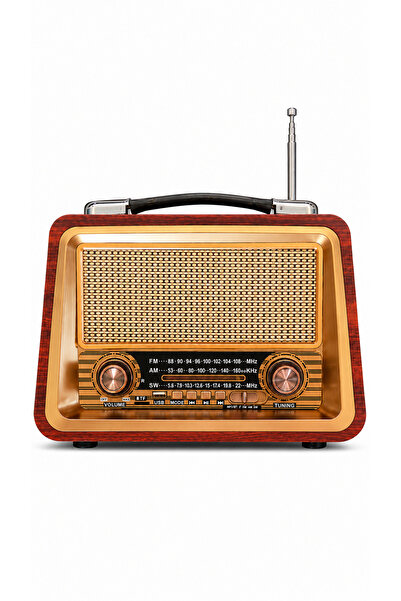 ULTRATEKNO R-2066BT Şarjlı Nostaljik Radyo Bluetooth Hoparlör USB TF Kart Type-C FM AM SW 3 Bant
