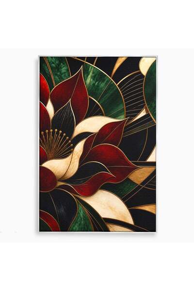 Luxcanva Tablou Canvas Floare Abstracta Lux 80x120 cm cu Rama Argintiu Floare...