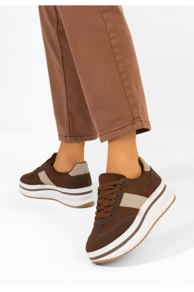 B T Shoes Ζάσια καφέ αθλητικά παπούτσια πλατφόρμας