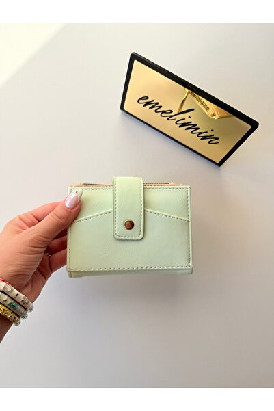 emelimin Women's Water Green Leather Luxury Design Mini Wallet and Card Holde...