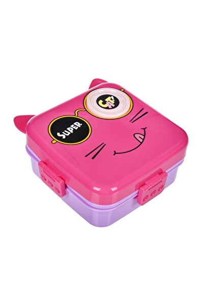 OEM Caserolă alimente copii pentru grădiniță, violet, model pisicuță, compart...