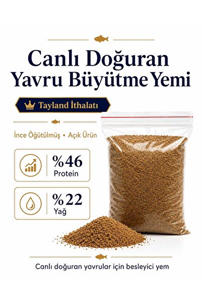 Genel Markalar Lepistes Canlı Doğuran Yavru Balık Yemi %46 Protein – İnce Öğü...