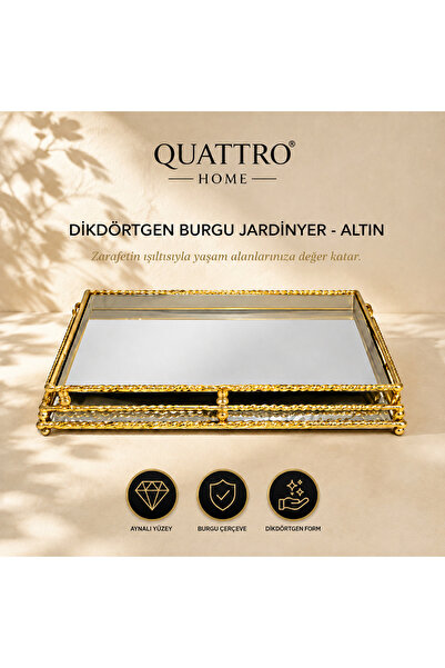 QUATTRO HOME Dikdörtgen Burgu Jardinyer - Altın