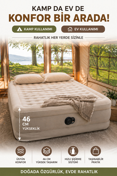 Onetick Intex Dura-Beam Deluxe Ultra Plush Çift Kişilik Elektrikli Pompalı Şi...