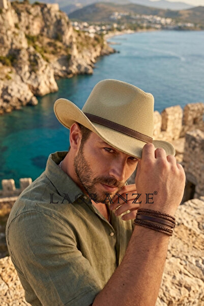 LAGRANZE Special Design Men's Cowboy Hat with Belt Buckle
