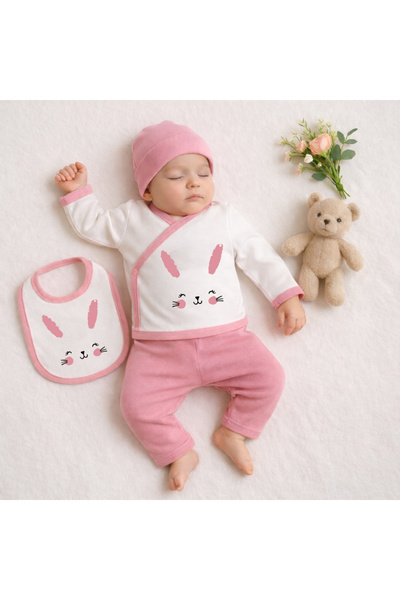 bebekpare Newborn Baby Girl Hospital Release Set of 4 – 100% Cotton