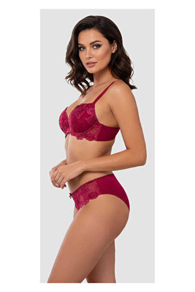 Sielei Sutien balconette, SIELEI, 80B UE, ciresiu, cu sarma, microfibra lucio...